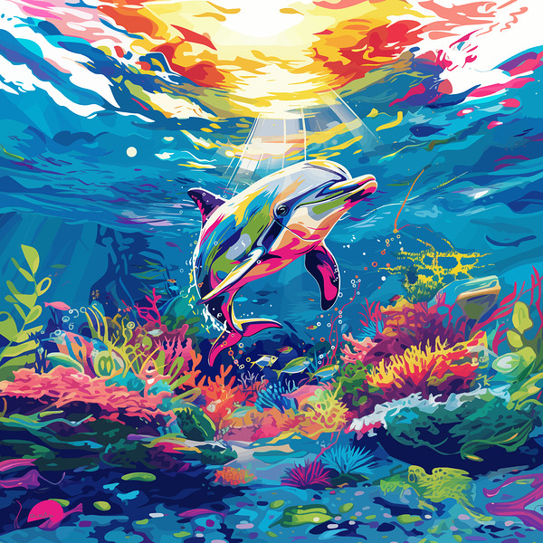 Painted Dolphin Disco  Print