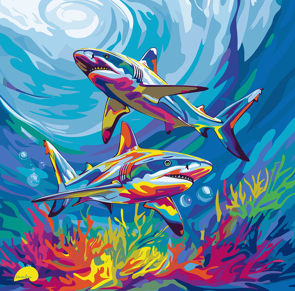 Painted Shark Samba   Print